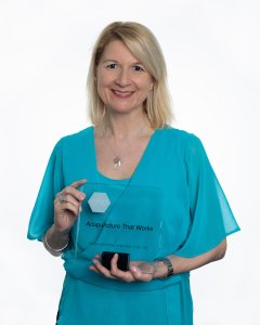 Emma Guy with the Acupuncture Clinic of the Year 2019 award